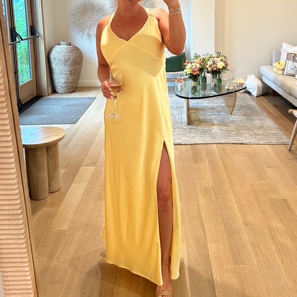 Pale yellow satin dress - Picture 1 of 1
